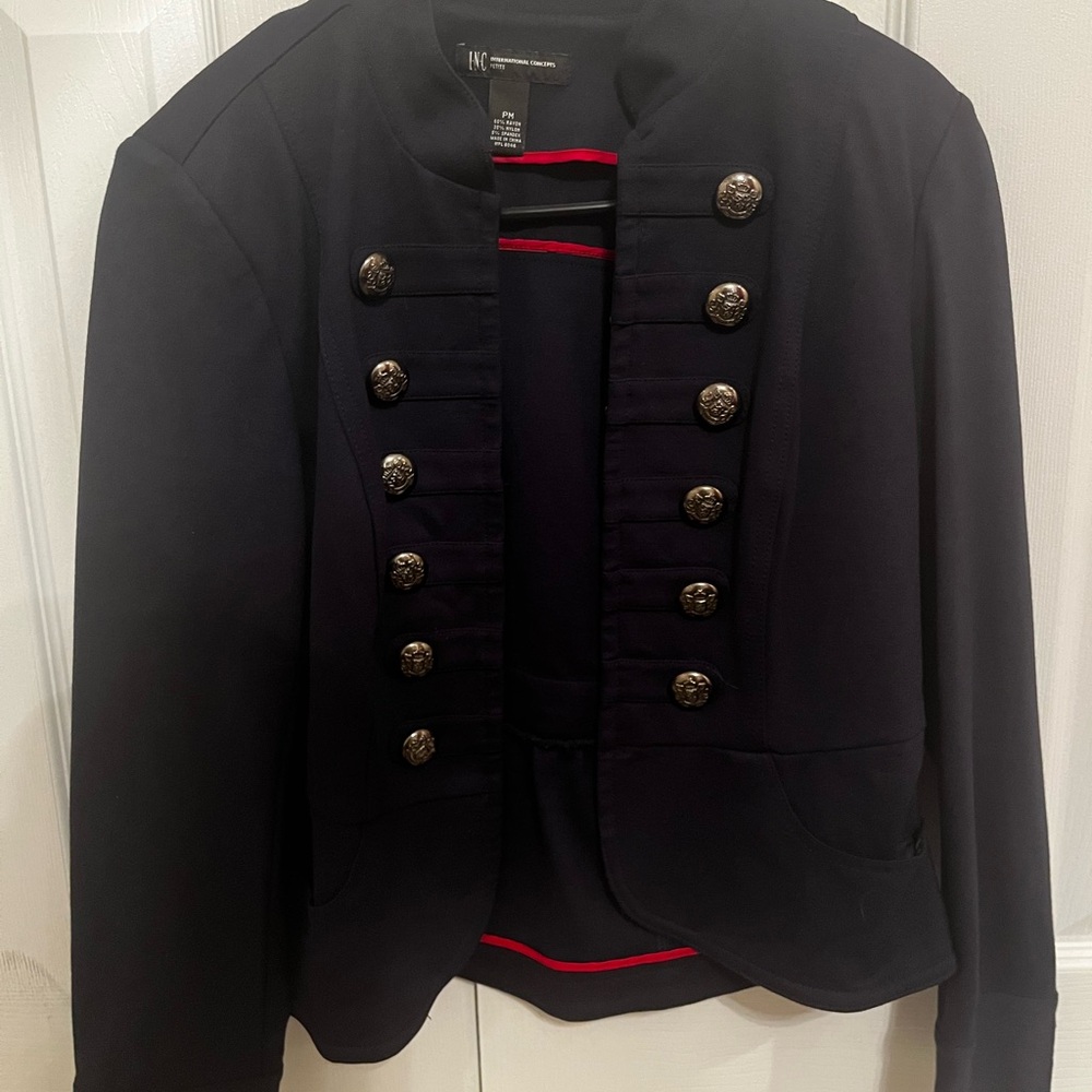 INC International Concepts Dark Blue Military Blazer
